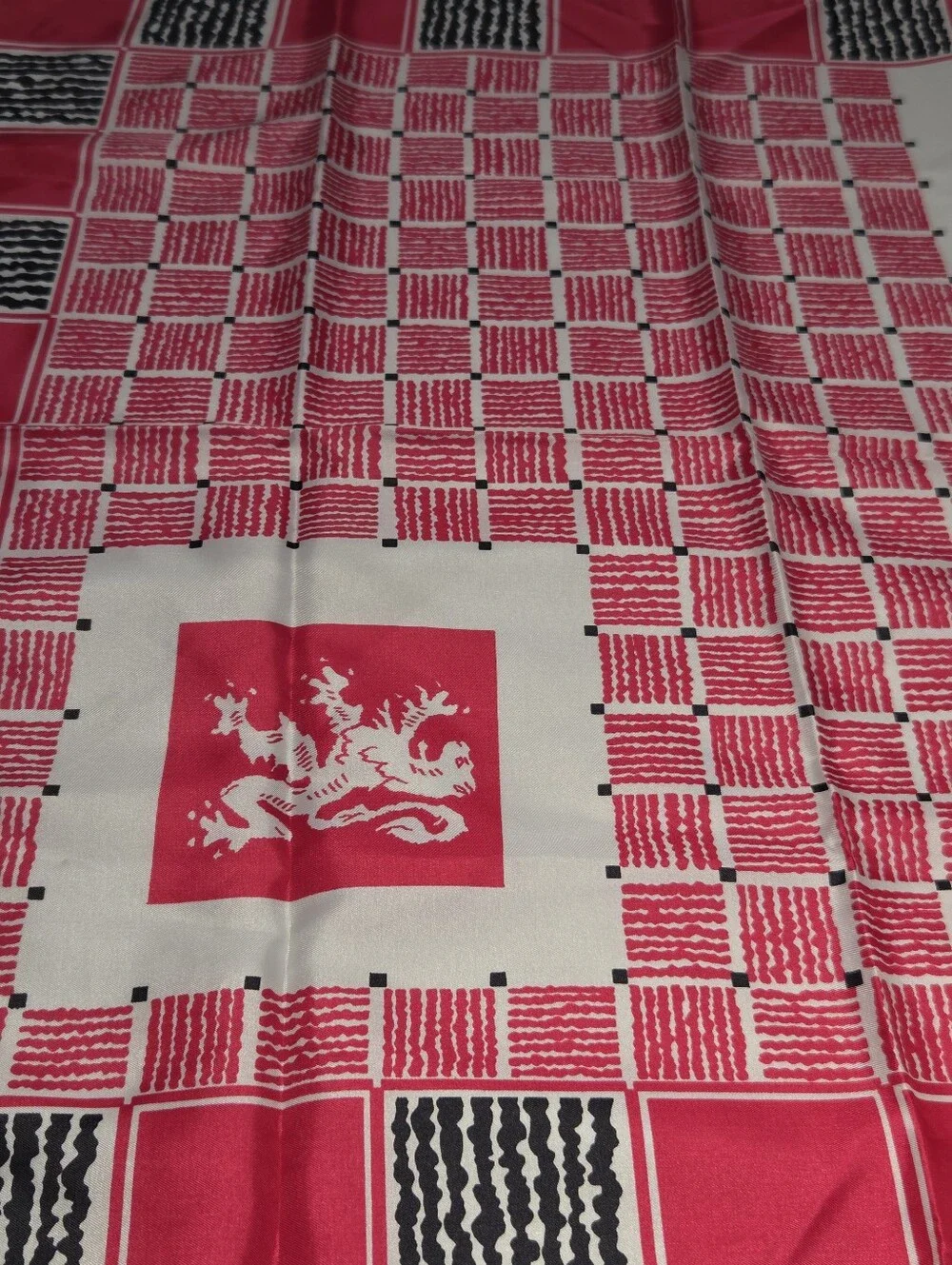 Vintage Polyester Made in Japan Lion Crest Scarf